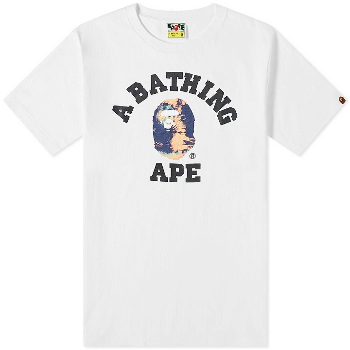 Photo: A Bathing Ape Men's Tie Dye College T-Shirt in White/Navy