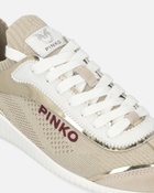 Pinko Knit Low Top Sneakers With Mirror Finish Inserts Platinum