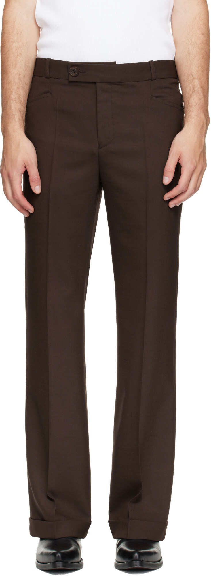 Ernest W. Baker Brown Cuffed 70's Trousers