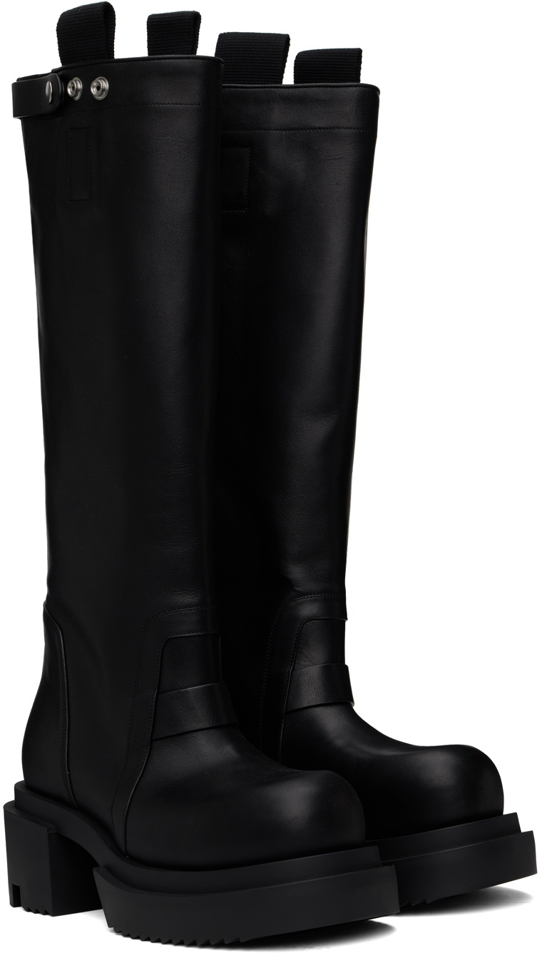 Rick Owens Black Porterville Knee Pull On Bogun Tall Boots