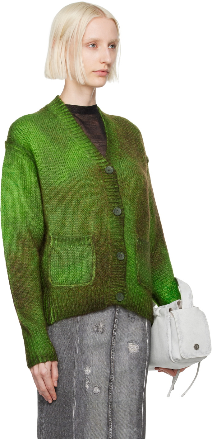 Acne Studios Green Sprayed Finish Cardigan Acne Studios