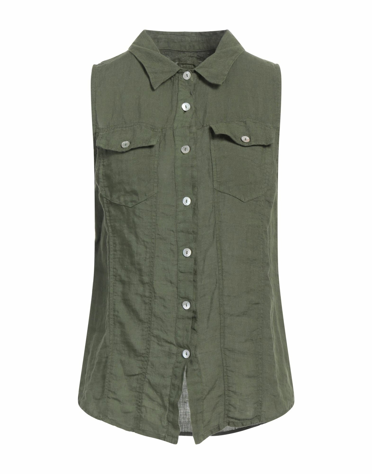 120% Lino Womens Shirt Military in Green