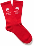 By Japan - Renown Ink Beams Japan Logo-Intarsia Ribbed-Knit Socks - Red
