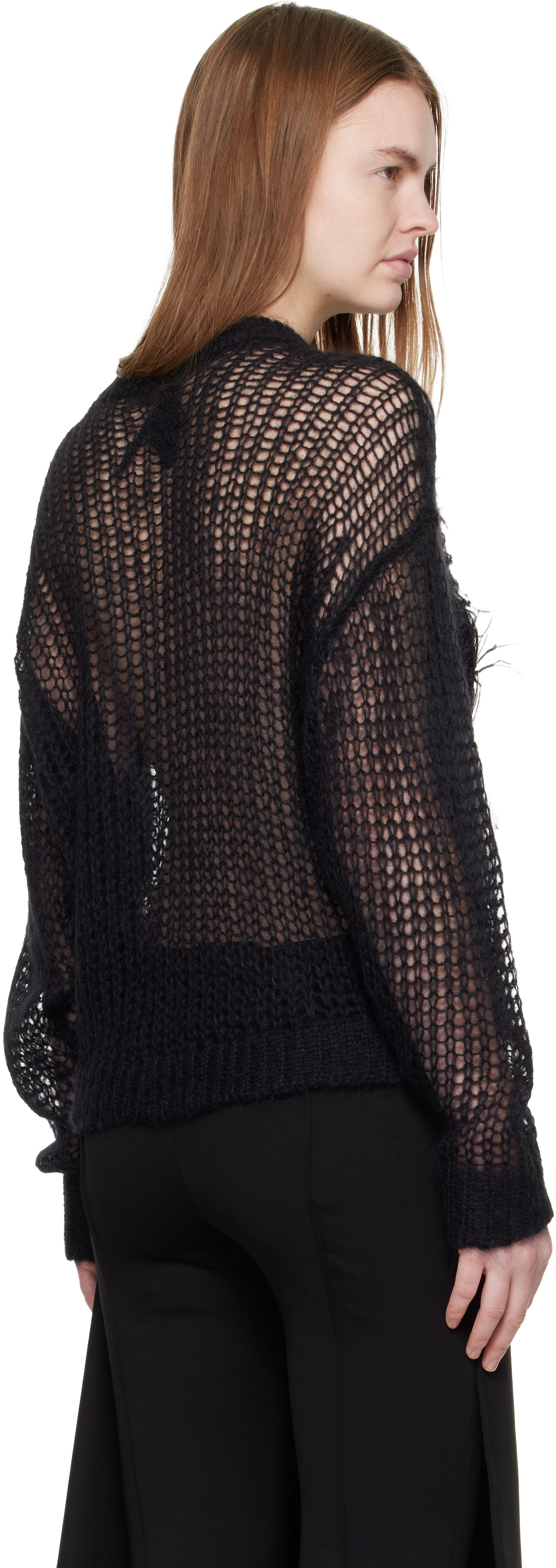 The Attico Black Light Mohair Feather Sweater