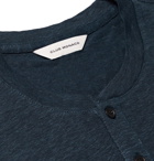 Club Monaco - Slub Linen Henley T-Shirt - Navy