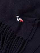 MAISON KITSUNÉ - Logo-Appliquéd Fringed Virgin Wool Scarf