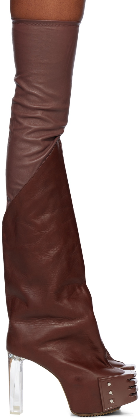 Rick Owens Burgundy Rhino Grilled Kiss Boots Rick Owens