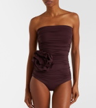 Magda Butrym Floral-appliqué ruched swimsuit