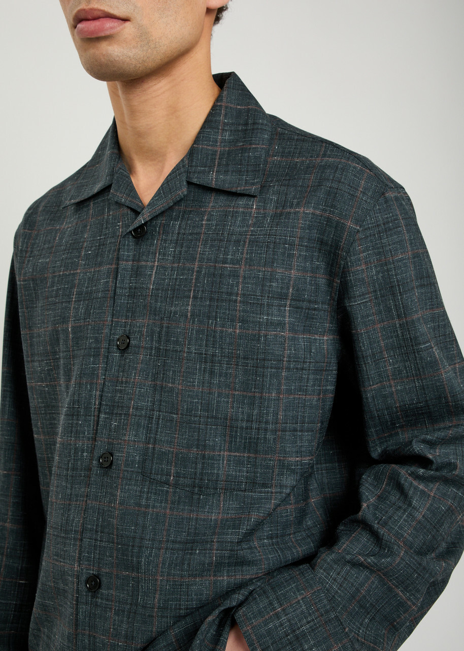Jil Sander Checked Wool-blend Shirt Grey