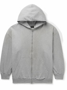 Balenciaga - Distressed Cotton-Jersey Zip-Up Hoodie - Gray