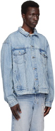 Ksubi Blue Oh G Acid Trip Trash Denim Jacket