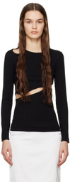 J KOO Black Cutout Long Sleeve T-Shirt