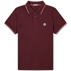 Moncler Men's Classic Logo Polo Shirt in Burgundy