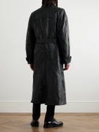 Dolce&Gabbana - Belted Paneled Textured-Leather Trench Coat - Black