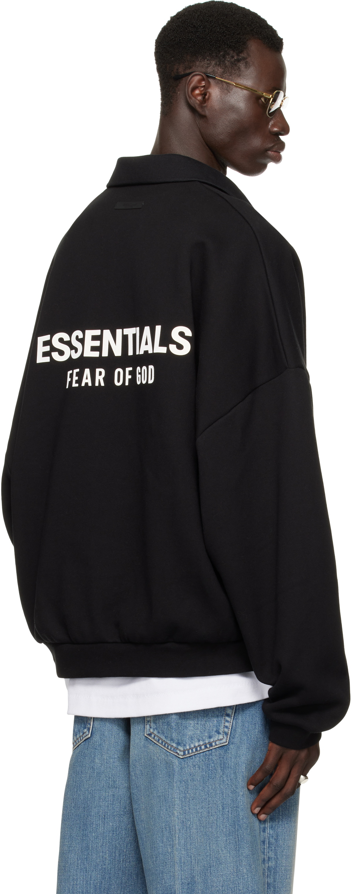 FOG ESSENTIALS FLEECE POLO BLACK スウェット 衿付き ブラック Fear of God ESSENTIALS Black Fleece Polo Fear Of God Essentials
