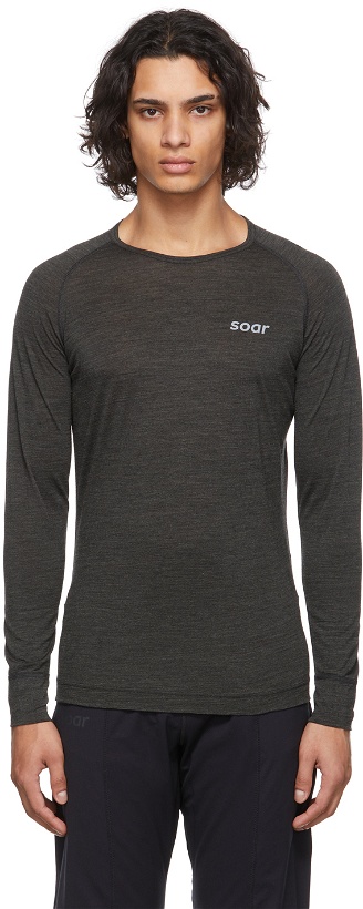 Photo: Soar Running Grey Wool Base Long Sleeve T-Shirt