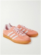 adidas Originals - Gazelle Indoor Leather-Trimmed Suede Sneakers - Pink