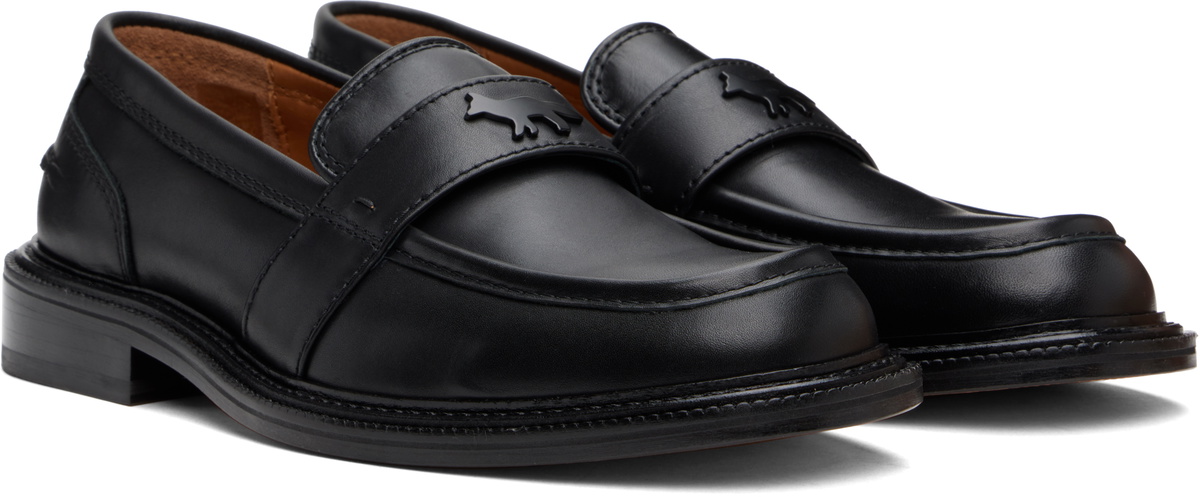 Maison Kitsuné Black Leather Loafers Maison Kitsune