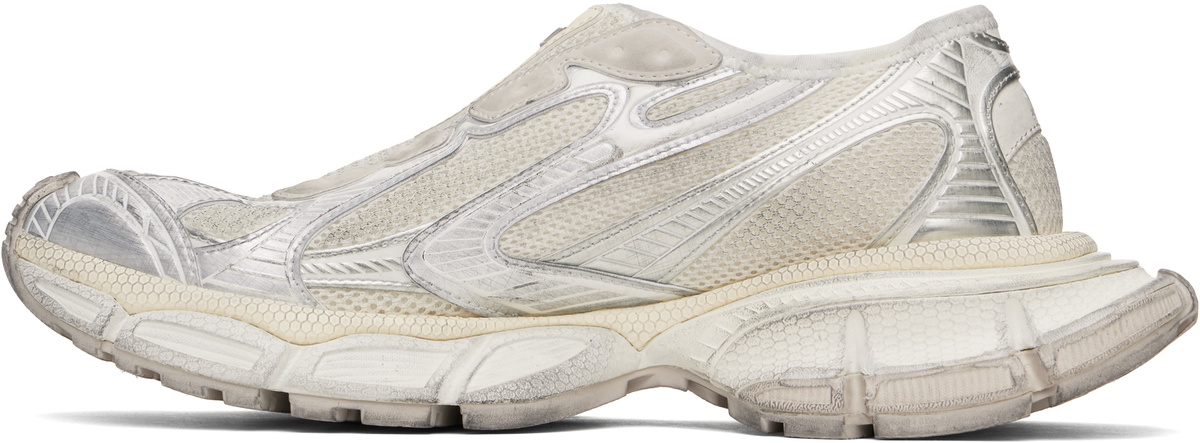 Balenciaga Off-White & Silver 3XL Slip On Sneakers