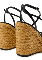 Jimmy Choo Ayla 110 Leather Espadrille Wedge Sandals Black