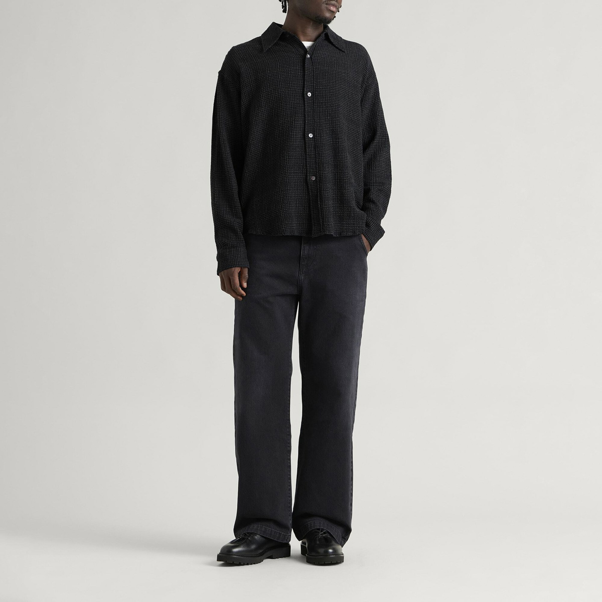 mfpen Men's Check Vacation Shirt in Midnight Check