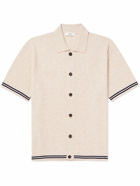 Mr P. - Striped Ribbed Merino Wool Shirt - White