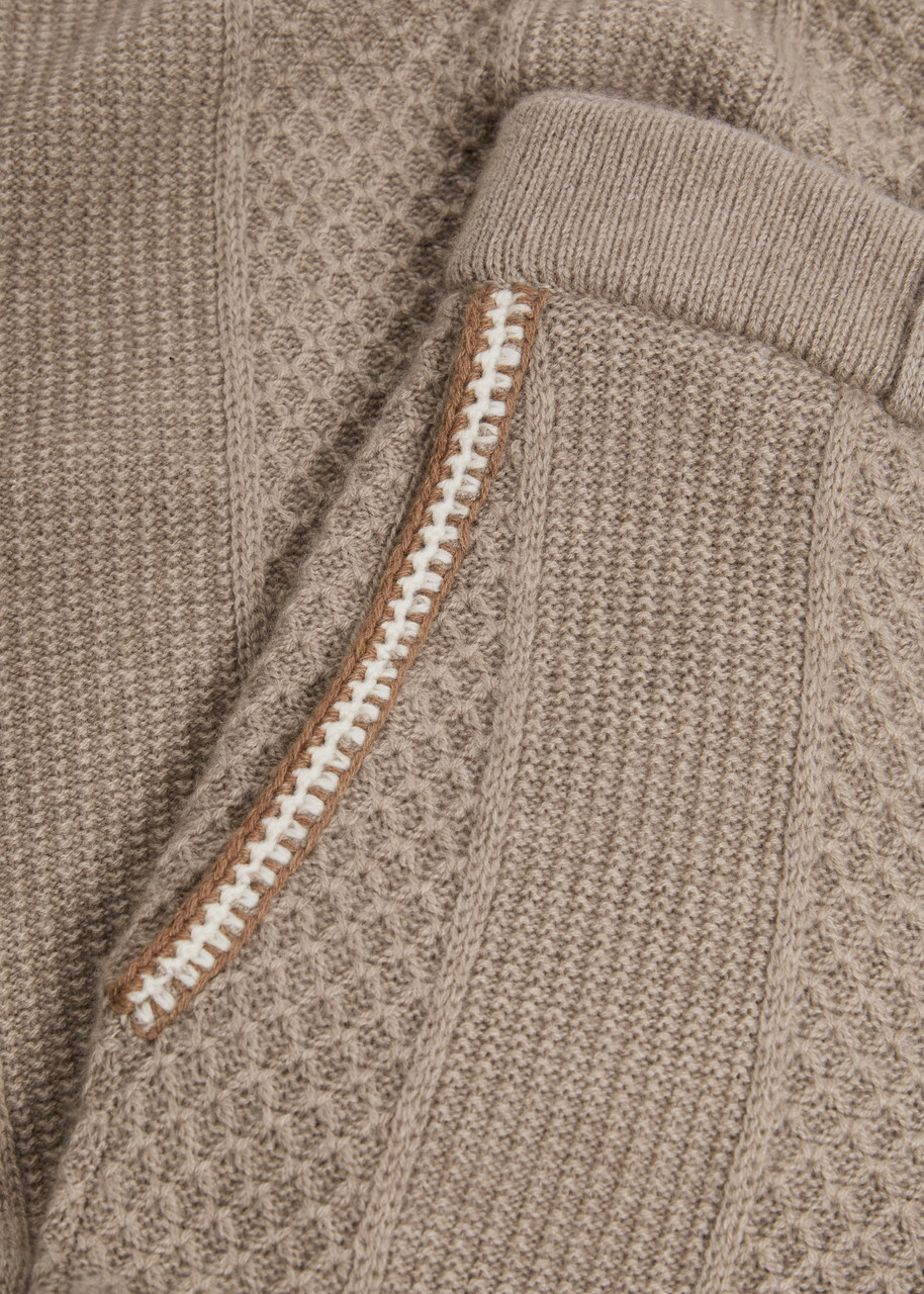 Guest In Residence Tailored Cable Wool and Cashmere-blend Trousers Taupe