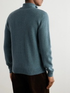 Ralph Lauren Purple label - Suede-Trimmed Cashmere Half-Zip Sweater - Blue
