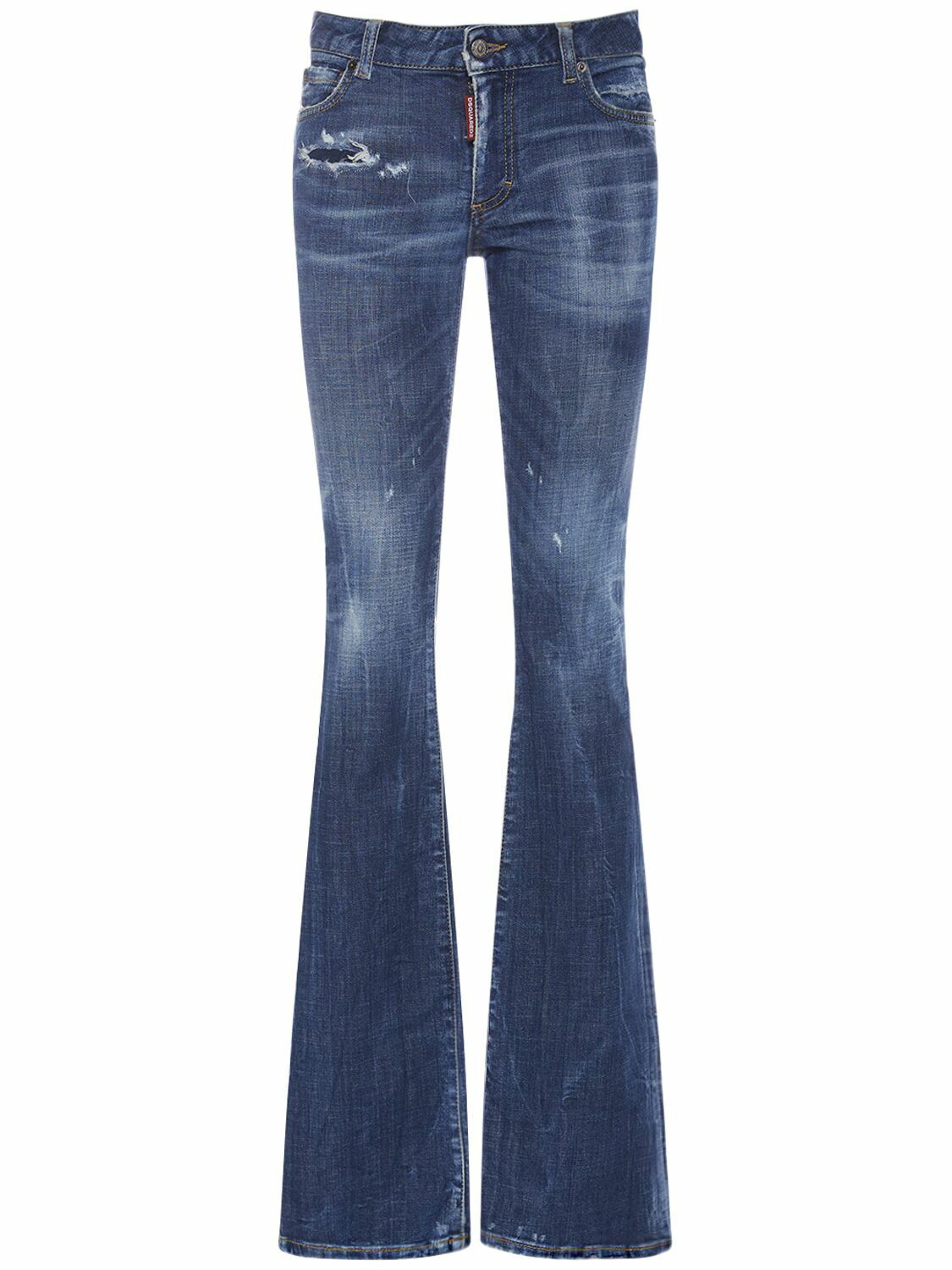 Distressed Denim Midrise Flared Jeans