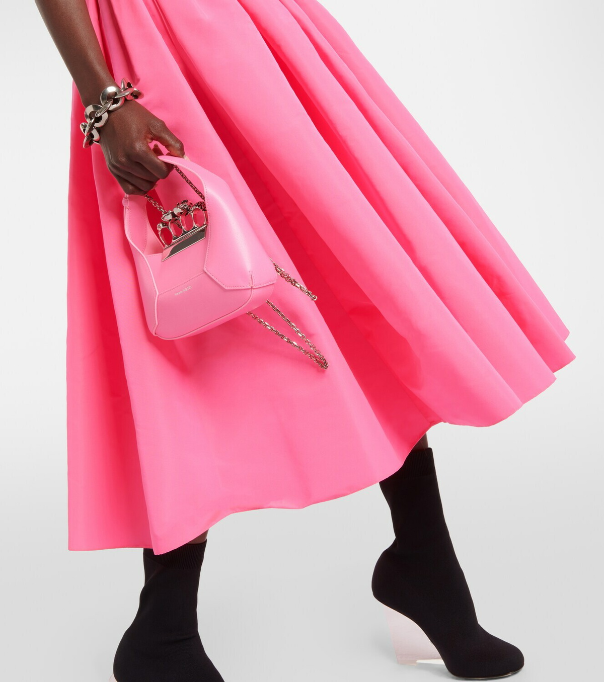Alexander McQueen Gathered floral polyfaille midi skirt