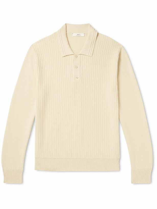 Photo: Mr P. - Ribbed Cotton-Jersey Polo Shirt - Neutrals