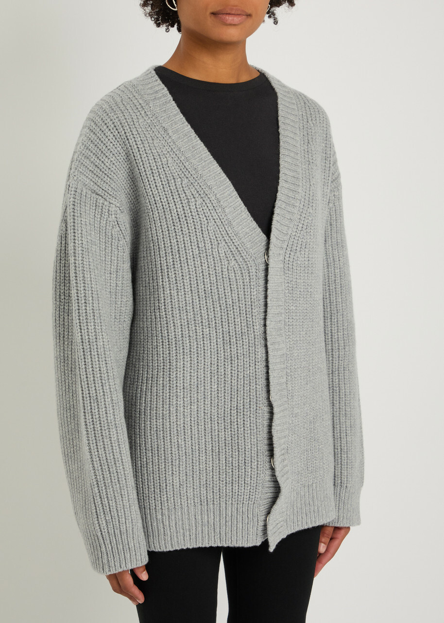 Nanushka Varten Wool and Cashmere-blend Cardigan Light Grey