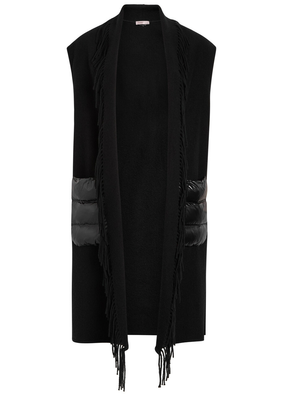 Herno Fringed Panelled Wool-blend Gilet Black
