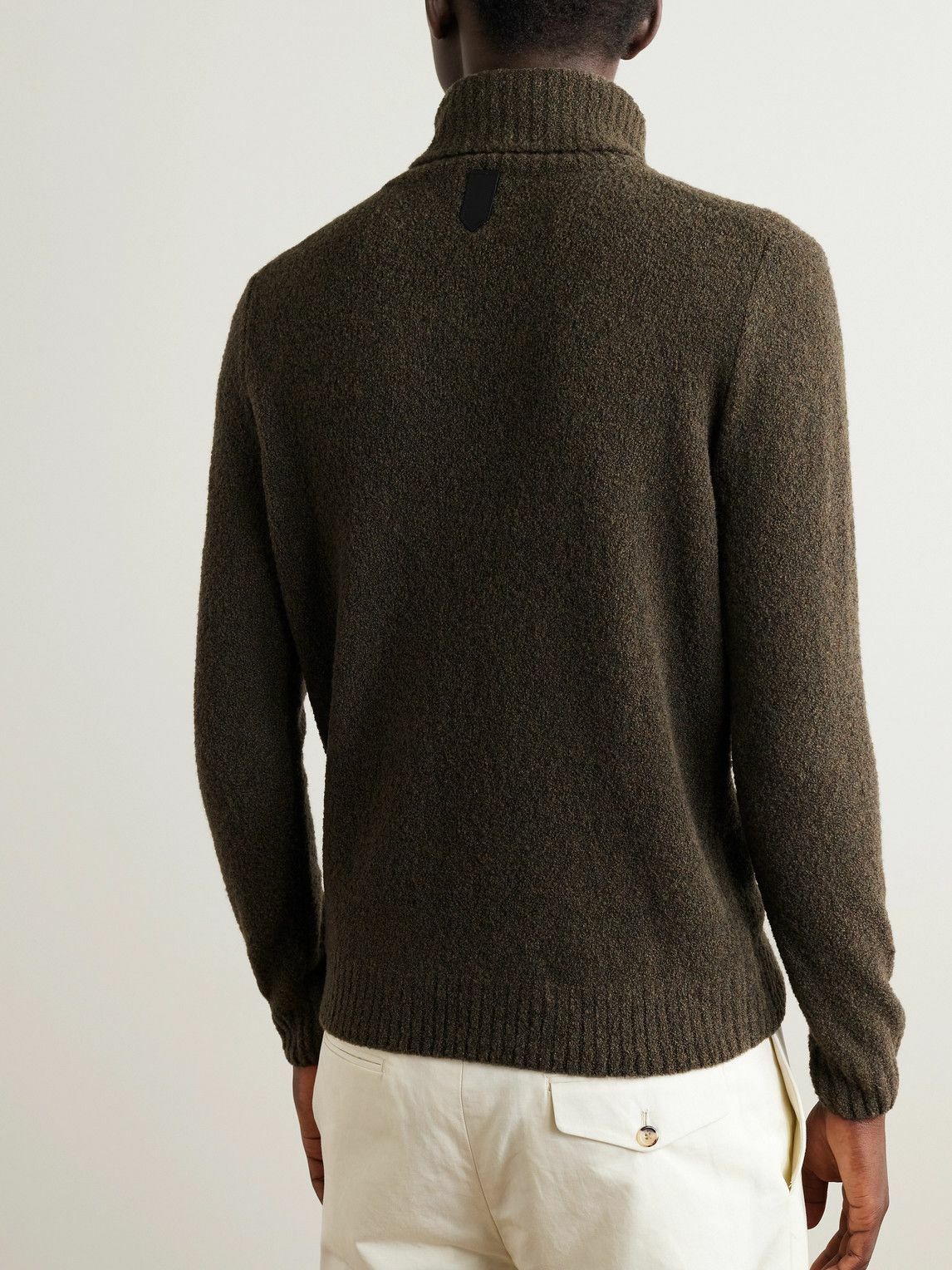 Canali - Wool-Blend Bouclé Rollneck Sweater - Brown