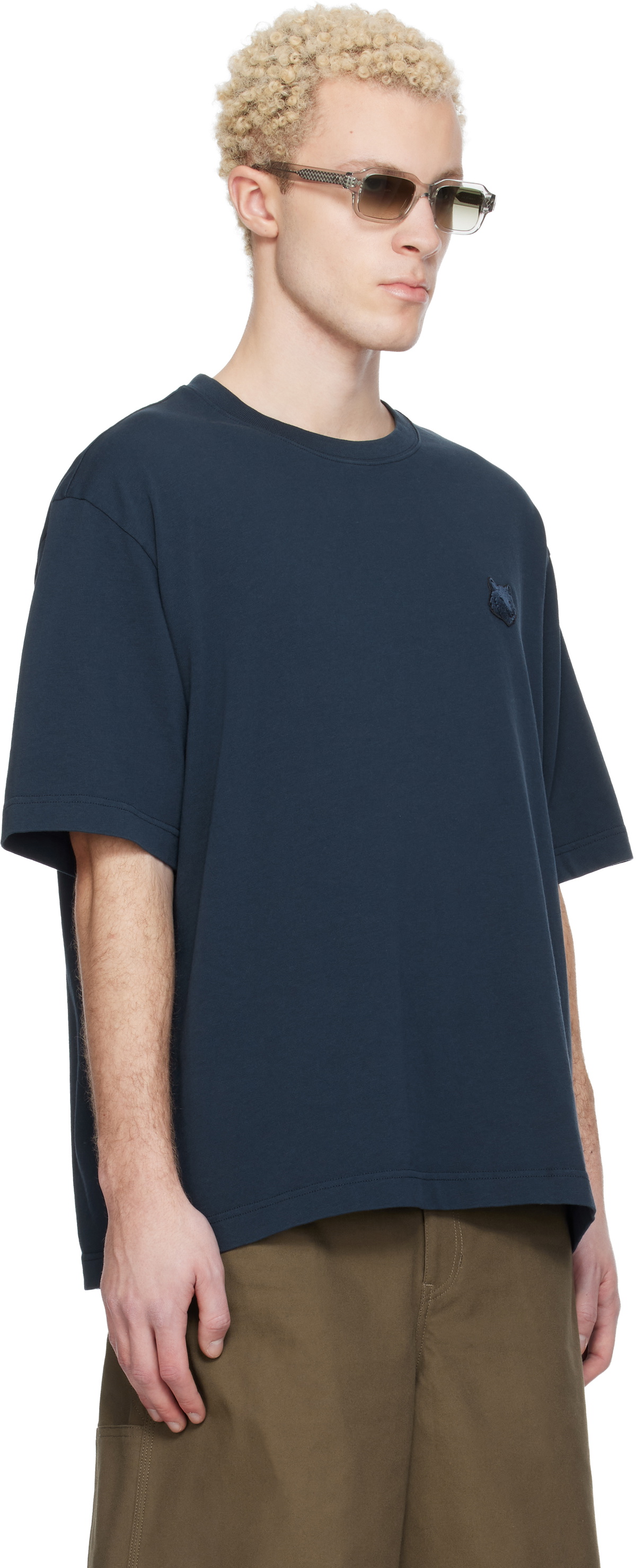 Maison Kitsuné Navy Fox Head Oversize T-shirt