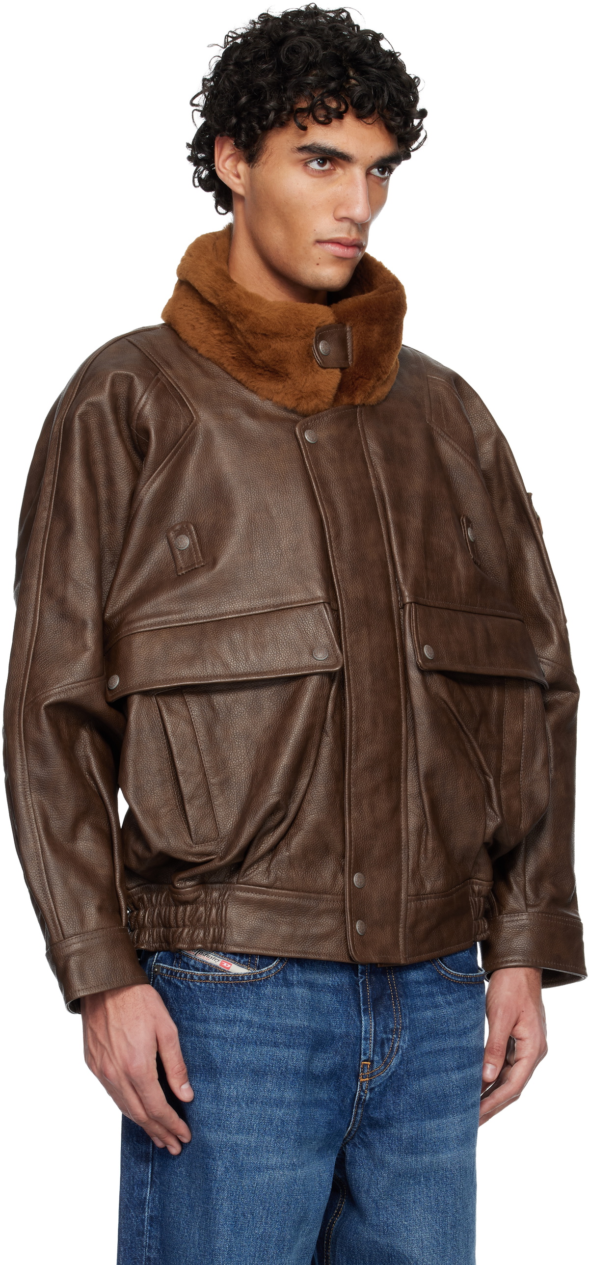 R13 Brown Flight Leather Jacket
