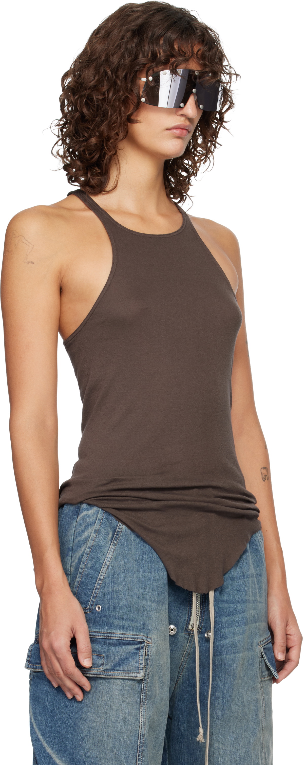 Rick Owens DRKSHDW Gray Temple Racer Back Tank Top