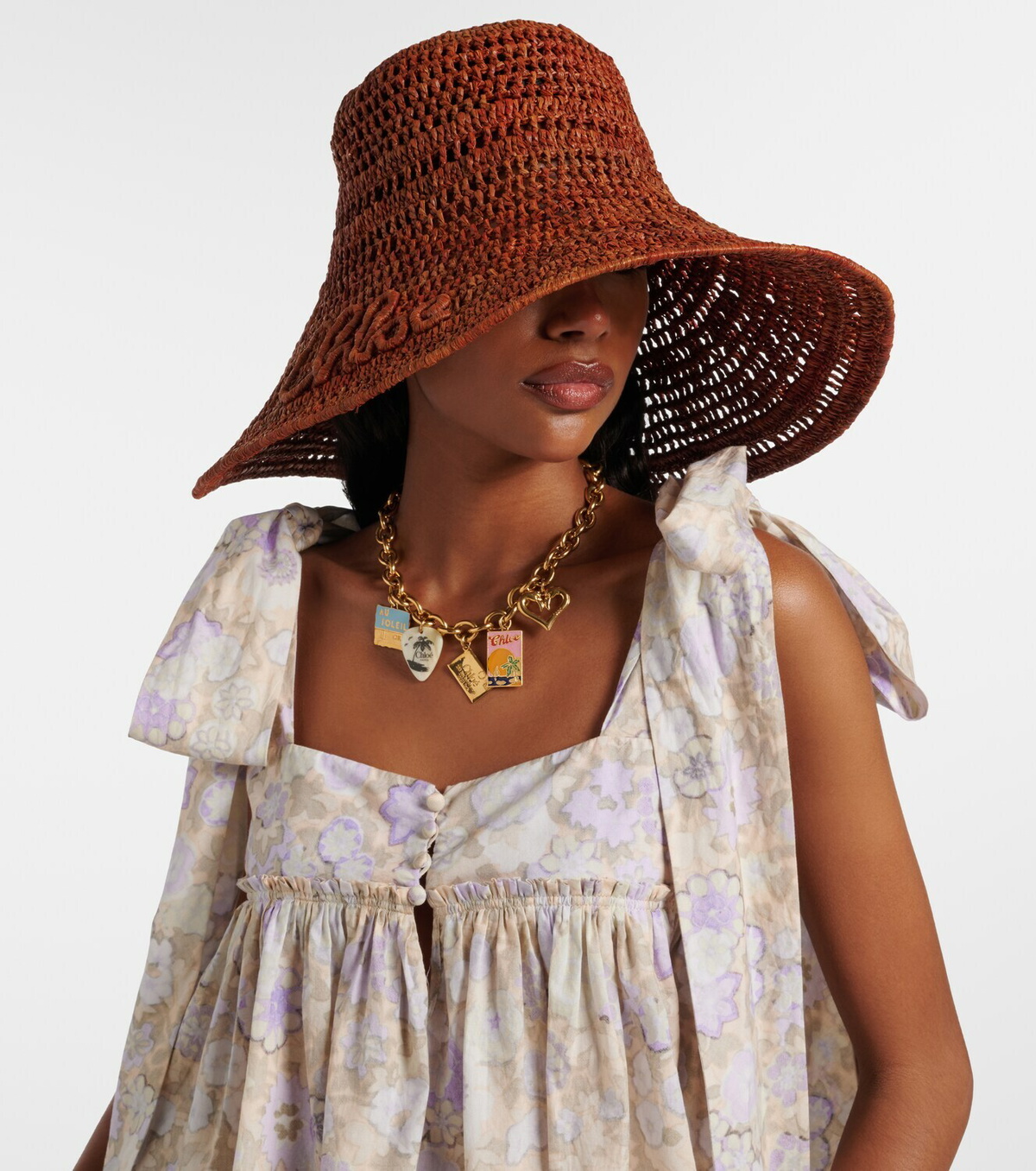 Chloé Logo raffia sunhat