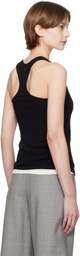 Fax Copy Express Black Afternoon Stretch Series Loose Ribbed Cover Up Tank Top