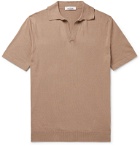 Saman Amel - Slim-Fit Mercerised Cotton and Silk-Blend Polo Shirt - Brown