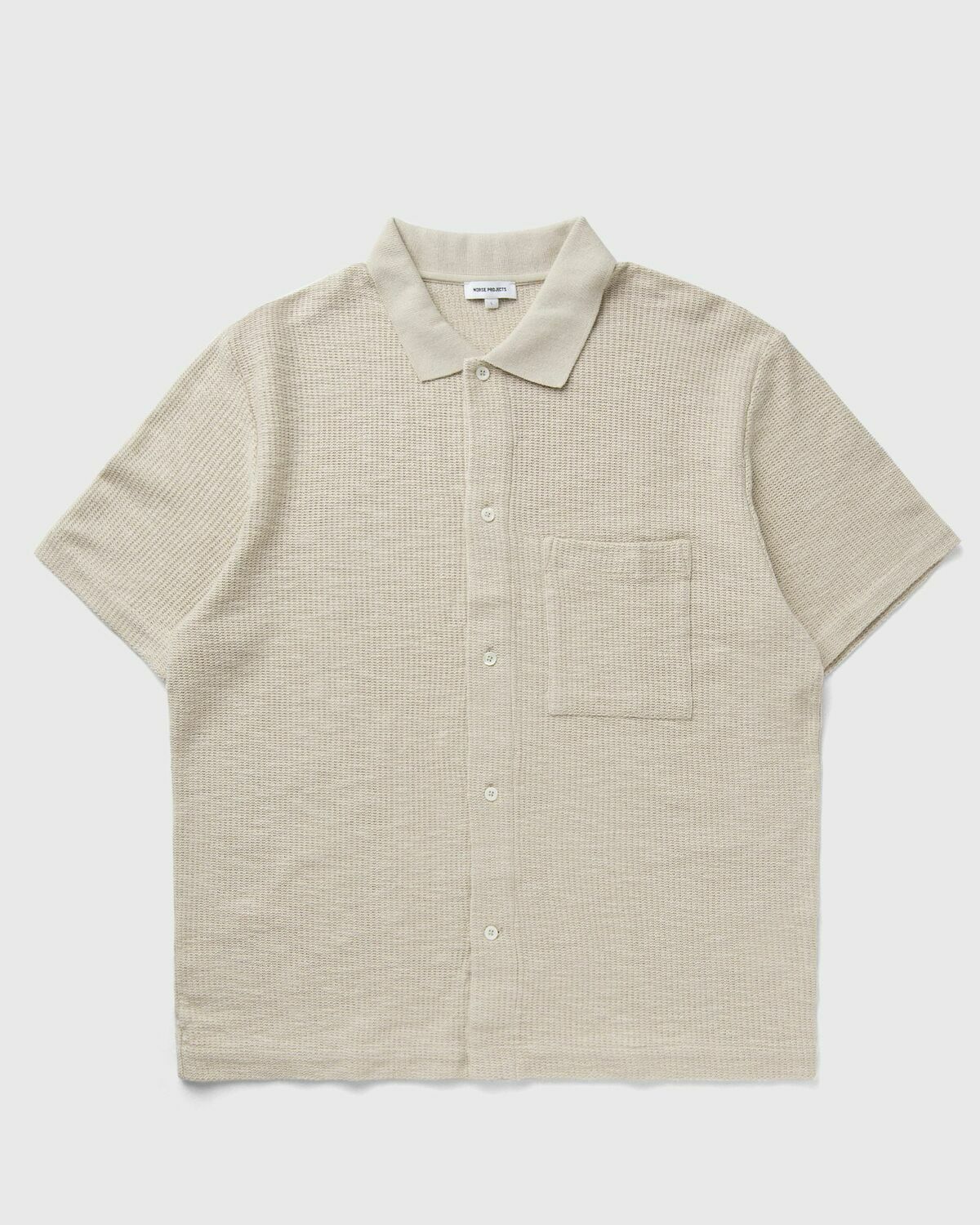 Norse Projects GUSTAV CROCHET JERSEY SHIRT Beige Mens Shortsleefe