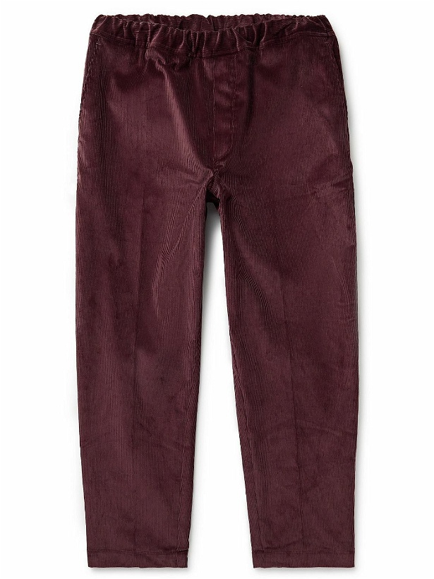 Photo: Richard James - Tapered Cropped Pleated Cotton-Corduroy Trousers - Purple