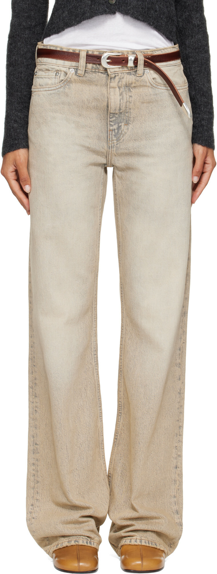 OUR LEGACY Beige Boot Cut Jeans