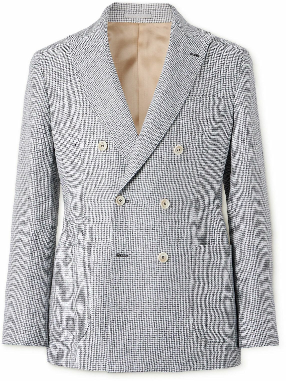 Brunello Cucinelli houndstooth double-breasted suit - White