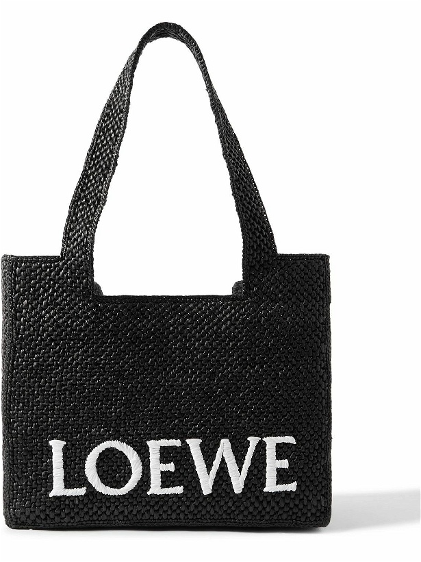 Photo: LOEWE - Medium Logo-Embroidered Raffia Tote Bag
