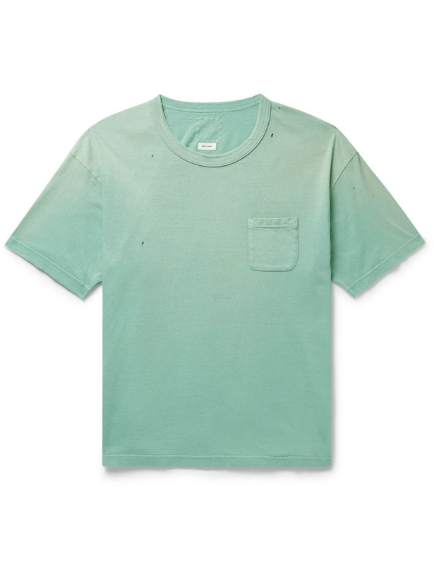 Photo: Visvim - Amplus Distressed Cotton-Jersey T-Shirt - Green