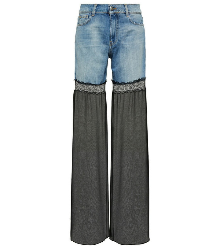 Photo: Nensi Dojaka Lace-trimmed mid-rise wide-leg jeans