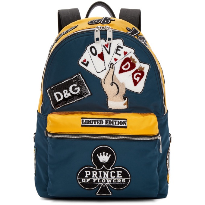 Photo: Dolce and Gabbana Blue and Yellow Nylon Prince of Heart Backpack