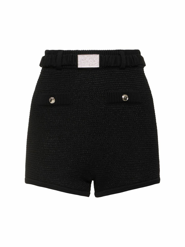 Photo: ALESSANDRA RICH Sequined Cotton Blend Knitted Hot Pants