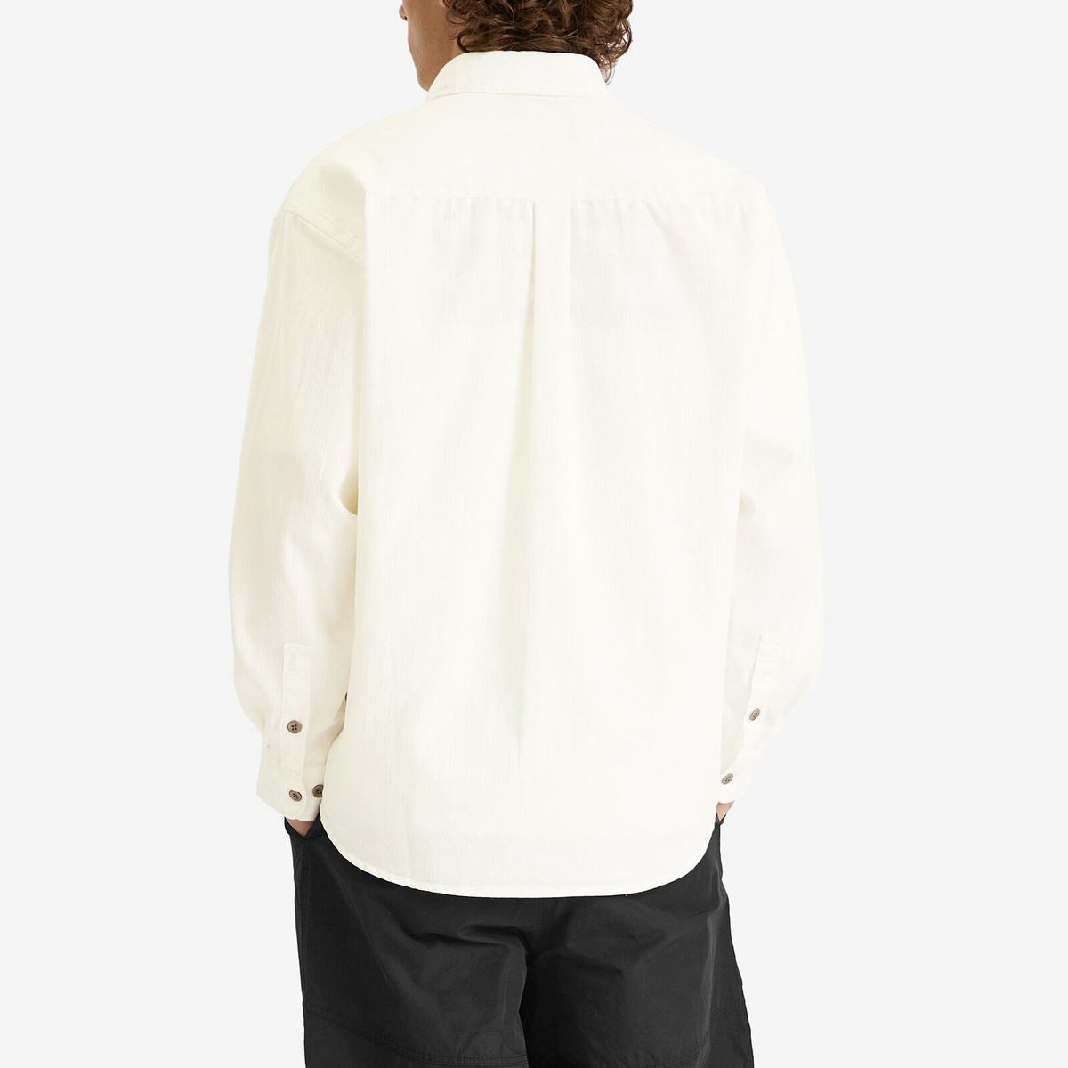 FrizmWORKS Men's Denim Carpenter Pocket Work Shirt in White Hbt